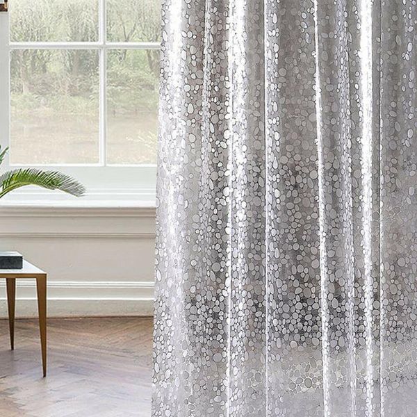 

shower curtains 3d cobblestone-printed peva waterproof moldproof transparent white clear bathroom decor curtain
