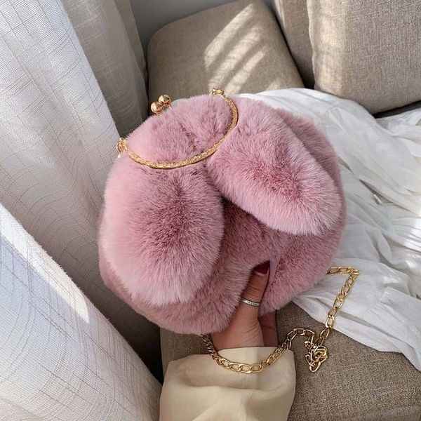 

fashion rex 2021 beautiful street rabbit cute clip-on plush bag shoulder female ears diagonal rwaig