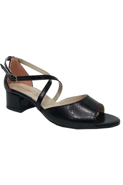 

leather thick high-heeled women 's sandals, Black