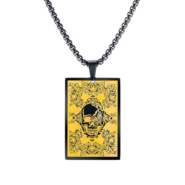 

chain necklaces pendants for mens man golden stainless steel choker hip pop fashion square skull tag jewelrys to boys loves gifts gx1877, Silver