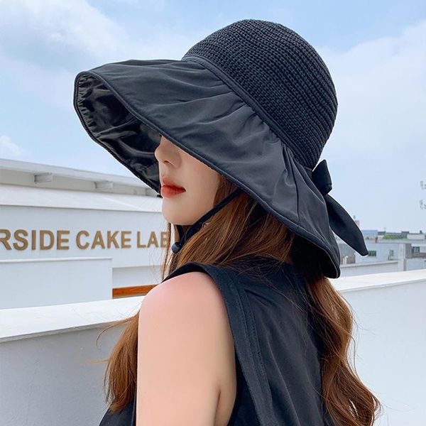 

wide brim hats summer for women foldable sun hat solid color visor suncreen floppy cap female outdoor casual fisherman's, Blue;gray