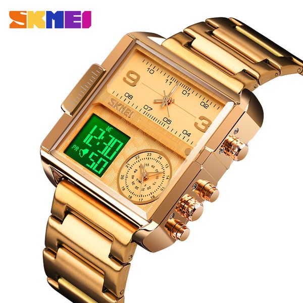 

skmei luxury men quartz digital watch creative sport watches male waterproof wristwatch montre homme clock relogio masculinog, Slivery;brown