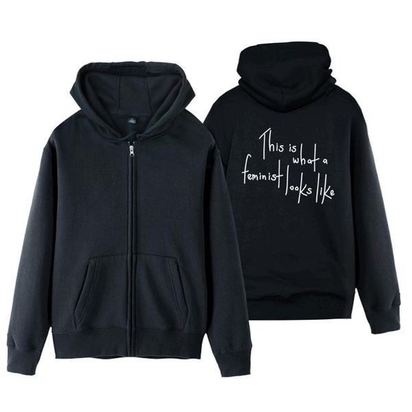 

woman girl coat full zip hoodie feminism this is what feminist looks like fleece hooded jacket autumn winter ziiart women's jackets, Black;brown
