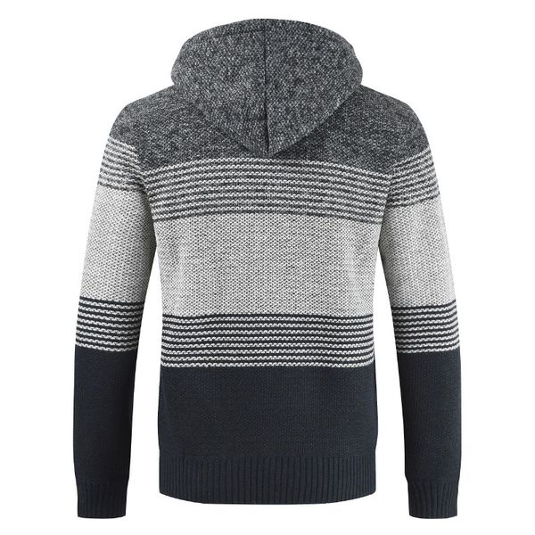 

faliza mens sweater coat new autumn winter thick warm hooded stripe wool sweaters cardigan jumpers zipper fleece coat men xy103, White;black