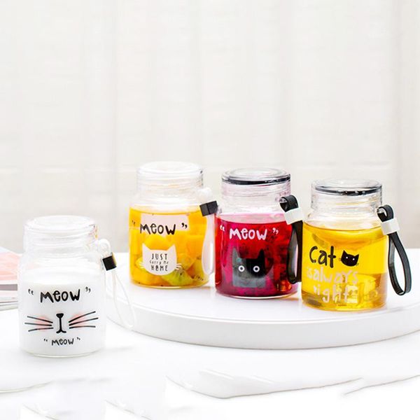 

wine glasses 300ml cartoon glass cups outdoor sports water bottle for kids students portable juice milk cup thermal mug drinkware