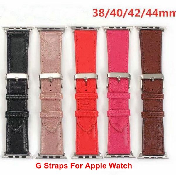 Fashion Designer Watch Bands para Apple Genuine Leather Cintas Adequado Iwatch Strap 38mm 40mm 42mm 44mm