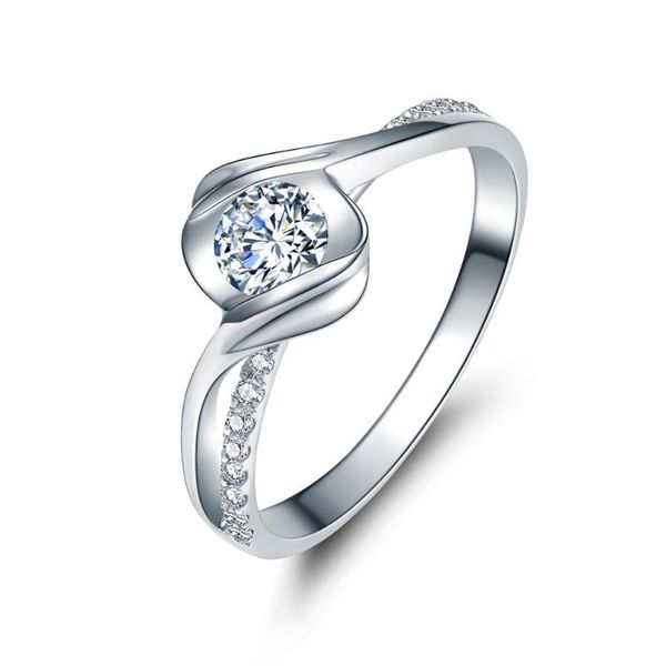 

girl gold ring 0.2 ct certified i-j/ si real diamond engagement wedding women 18k white (au750) w02534 cluster rings, Golden;silver