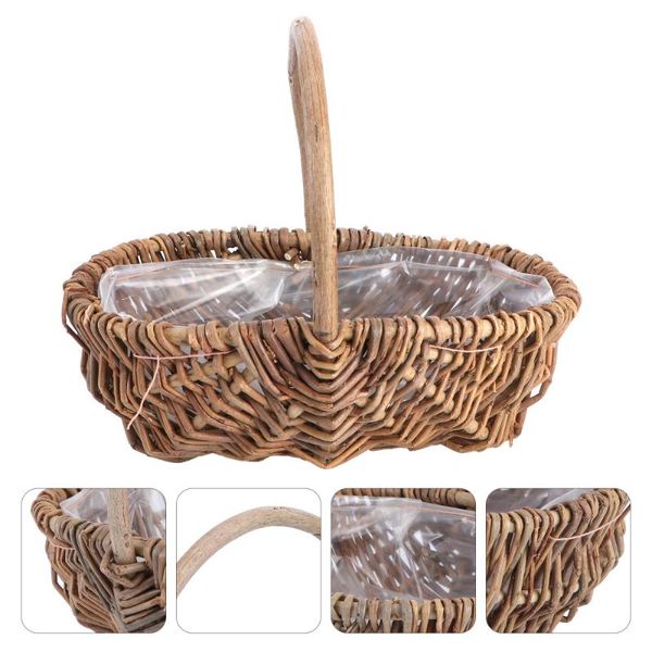 

storage baskets watermelon shape woven flower basket rattan plant box delicate braided