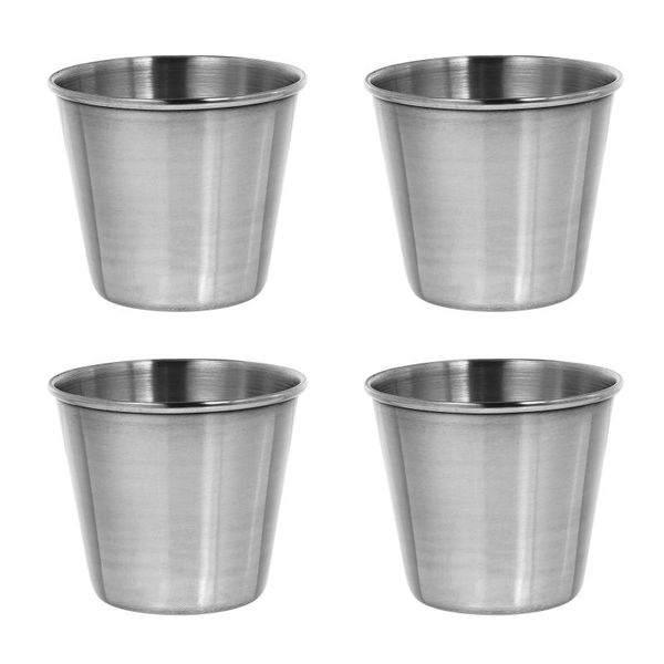 

mugs 4pcs stainless steel coffee cups 50ml water rustproof (silver)