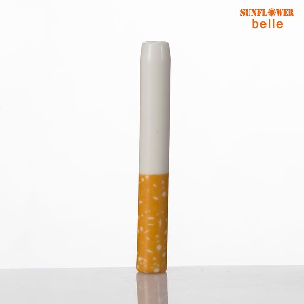 Ceramic Cigaratte Hitter 57mm/79mm Comprimento Fumaça Filtro Amarelo Cor Portátil Cachimbos de Tabaco Erva para o varejo