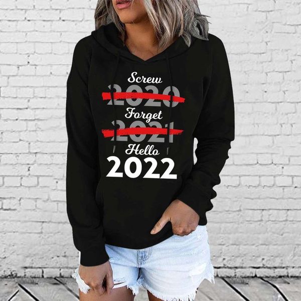 

women's hoodies & sweatshirts 2022 year casual christmas printed long sleeve hooded sweatshirt harajuku woman sudaderas, Black
