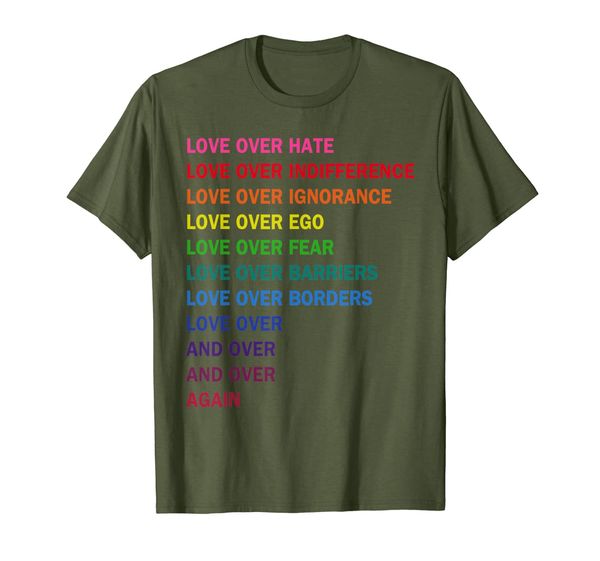 

love over hate, love over indifference tshirt lgbt shirt, White;black