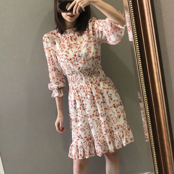 

dsigners fadan 's summer new women's dress with elastic waist and temperament printing ruffle dress sling, White;black