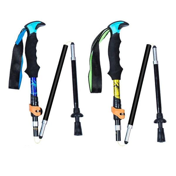 

trekking poles aluminum alloy 5-section collapsible cane outdoor camping hiking climbing eva handle adjustable walking stick
