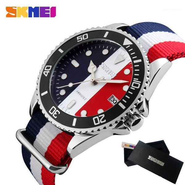 

watches men skmei casual sports watch women nylon strap quartz wristwatch clock relogio masculino wristwatches, Slivery;brown