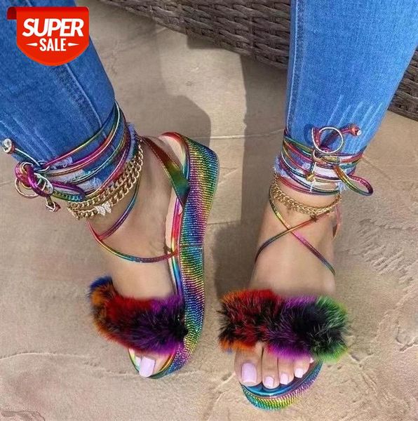 

women's rhinestone sandals european and american lace up large size shoes 43 platform ladies #5v89, Black