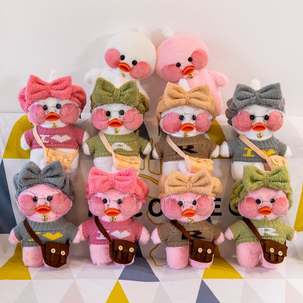 30CM Cartoon LaLafanfan Cafe Gelbe Ente Plüsch Spielzeug Gefüllte Weiche Kawaii Enten Puppe Tier Kissen Mädchen Neue Jahr geschenk für Kinder
