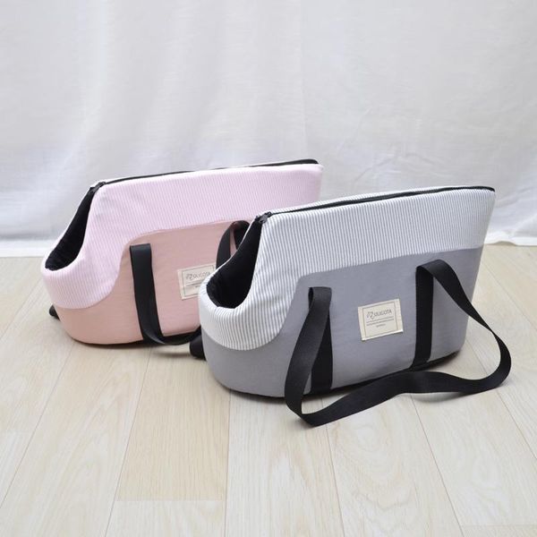 

dog car seat covers travel stripe semi-open breathable cat handbag simple pet kennel house pets product accessories portable washable bag