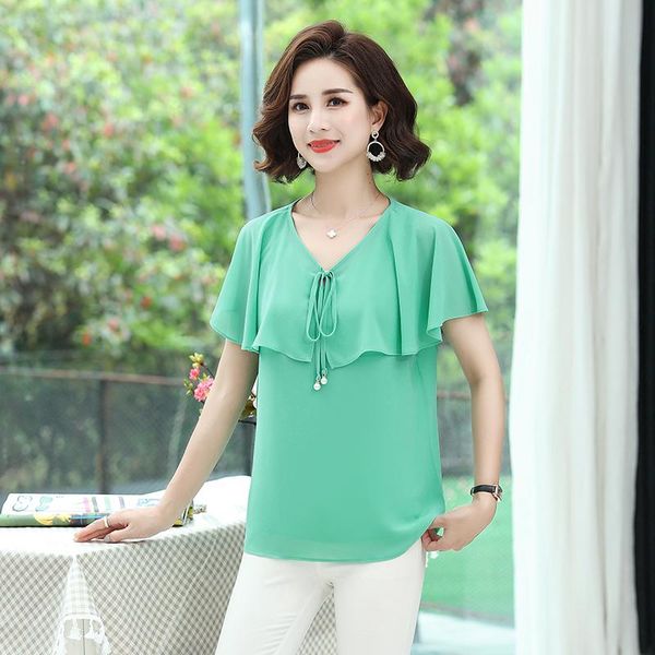 

women's blouses & shirts fashion women and blouse green/red summer short sleeve loose woman ladies plus size 4xl, White