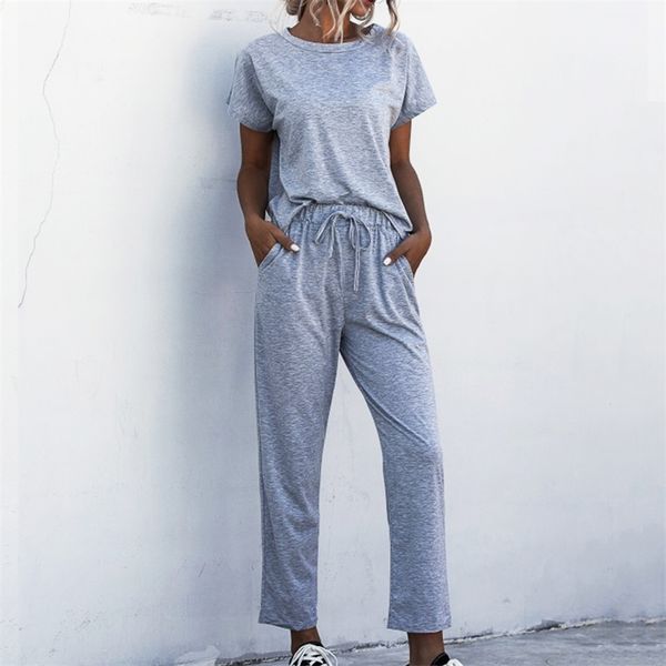 

womens two piece sets spring summer casual body suit o neck short sleeve jump clothing 210517, Black;white