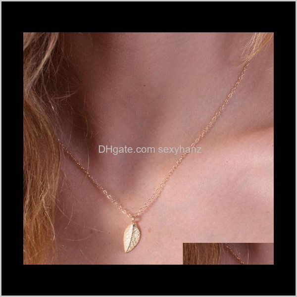 

pendant & pendants jewelry drop delivery 2021 10pcs- n121 small tiny tree simple feather necklace cute nature leaf necklaces for ladies wome, Silver