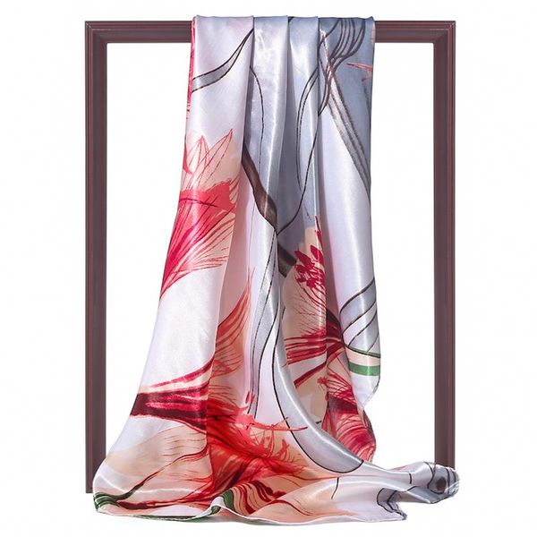 

scarves design headband women silk scarf hijab hair bands print floral shawl wraps bandana square pashmina head foulard 2021, Blue;gray