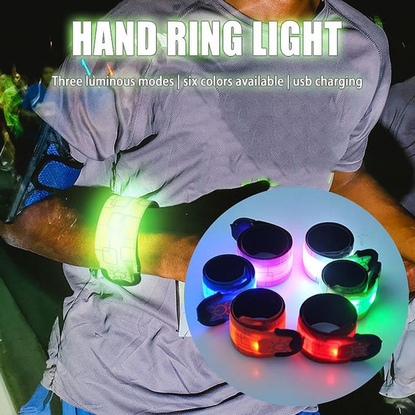 

wristwatches lighting slap bracelets usb rechargeable led armband glow in the dark night running safety light for party camping d88, Slivery;brown