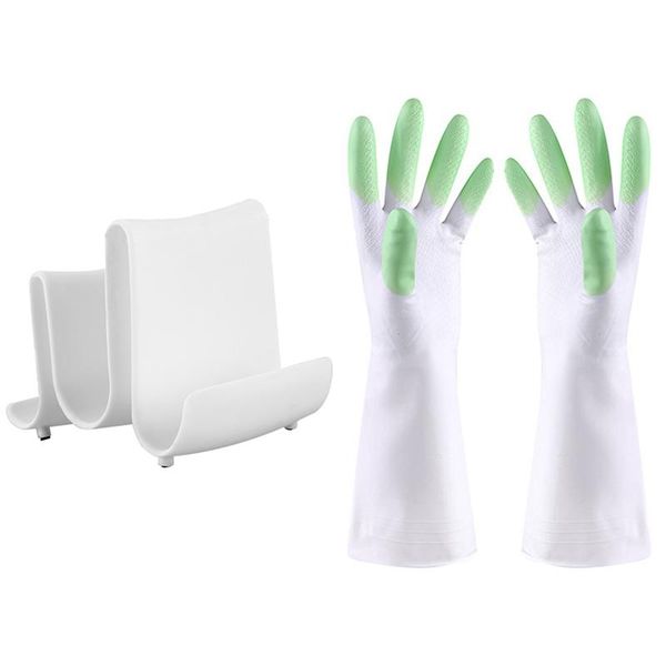 

plastic kitchen wave shape pot pan cover lid shell stand holder with silicone cleaning gloves disposable