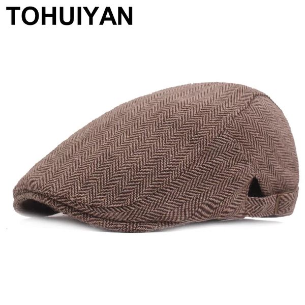 

striped boina newsboy caps for men winter woolen berets hats bone masculino gatsby cap autumn adjustable ivy hat for male, Blue;gray