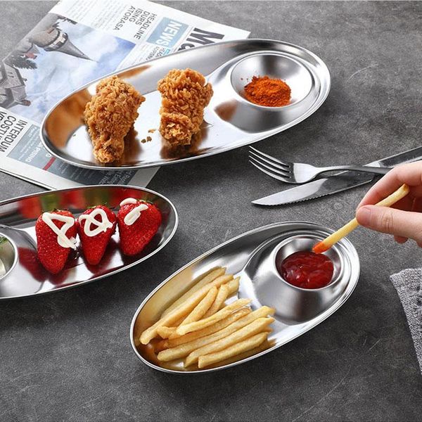 

dishes & plates 50pcs stainless steel dip bowl seasoning plate snack dish tableware kitchen accessories barbecue camping