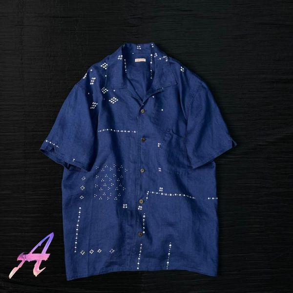 

men's casual shirts kapital hirata kazuhiro star pattern hawaiian style short sleeved oversize men women hip hop, White;black