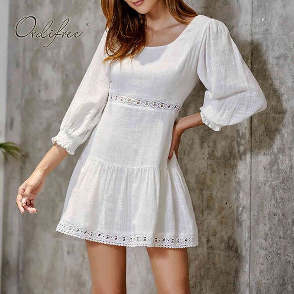 

summer women white mini lace up backless short dress 210415, Black;gray