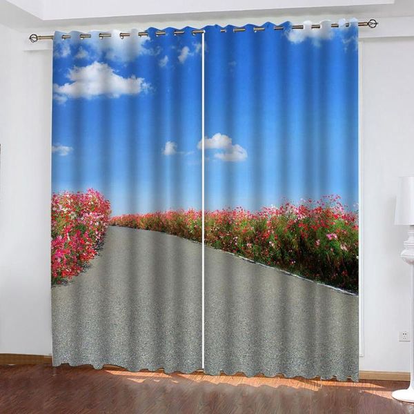 

po blue sky curtains 3d window curtain for living room modern & drapes