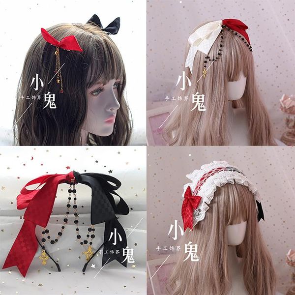 

party masks chinese style handmade lolita chocolate with headband hairpin gothic pink black and white hair band kc headwear