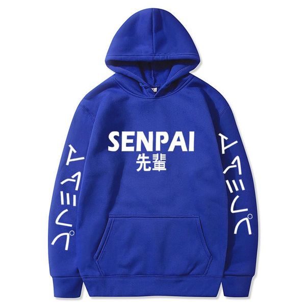 

men's hoodies & sweatshirts winter anime senpai design print fleece men women streetwear funny black hoody man external wear