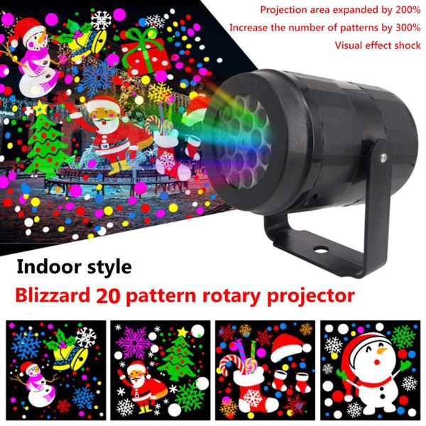 Cordas 20 Padrão Holiday LED Projetor Luzes rotatórias Halloween janela da janela da janela da parede da porta impermeável Lâmpadas decorativas de Natal