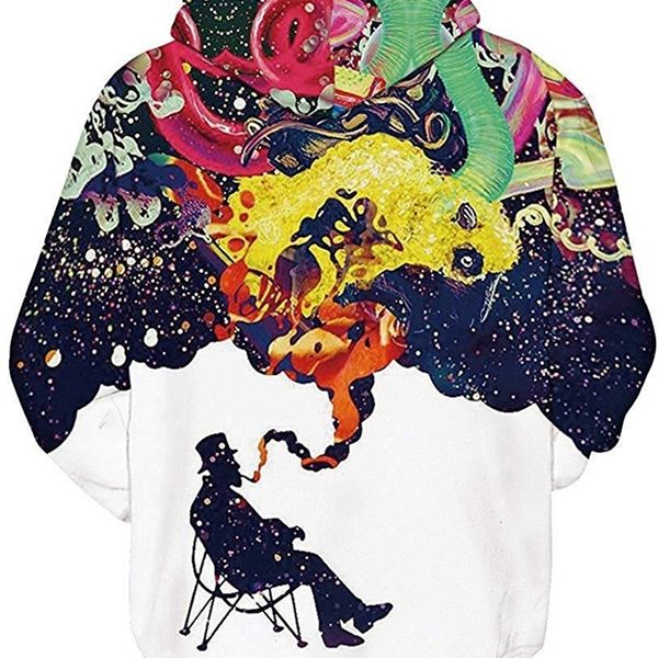 

old man overseas women's 3d pattern printed sports sweater fashion hoodie sweatshirt men's, White;black