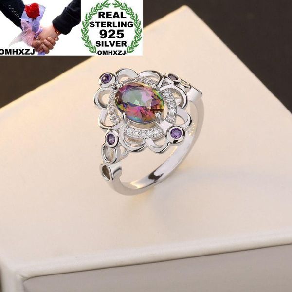 

cluster rings omhxzj wholesale european fashion woman girl party wedding gift silver flower colorful z 925 sterling ring rr41, Golden;silver