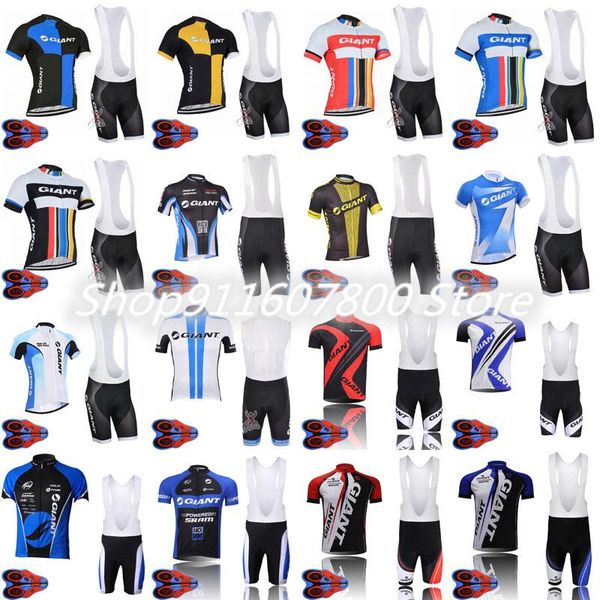 

breathable giant team cycling short sleeve jersey bib shorts sets ropa ciclismo 9d gel pad mens summer bike shirts maillot racing, Black;blue