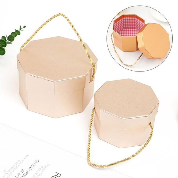 

gift wrap 3pcs octagonal cardboard packaging box solid color portable fruit party flower