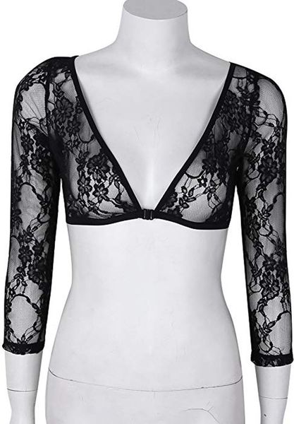 

summer fashion women short shirt lace shirts see-through casual slim fit plus size long sleeve deep v-neck temperament t-shirt -3xl zgg349, White