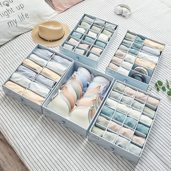 

storage drawers quality kraft paper underwear box household waterproof drawer putting socks bin separating bra organizer 3-in-1