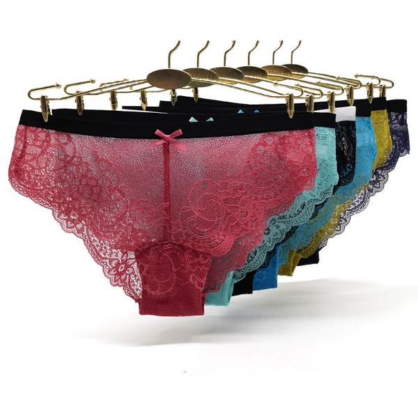 

women's panties alyowangyina 1/6/12 pcs/lot underwear lace briefs 89498, Black;pink