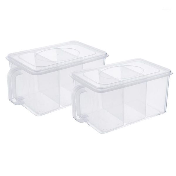 

storage bottles & jars 2 pack plastic containers with removable bins handle organizer boxes lids for fridge cabinet