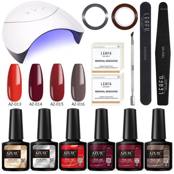 

beauty 14pcs/lot 36w nail lamp set soak off semi permanent led gel shiny color for art manicure kit with base
