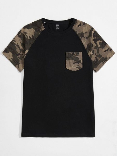

men camo print raglan sleeve tee v1rg#, White;black
