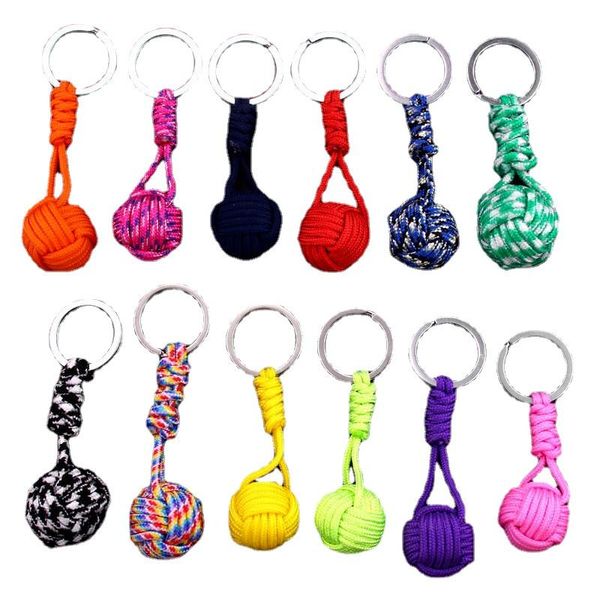

party favor 1pcs woven lanyard keychain outdoor survival parachute rope cord ball pendant keyring key chain bag accessory jewelry gifts