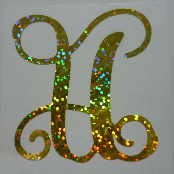 

gift wrap letter u gold holographic sparkle glitter stickers for glass multi size car