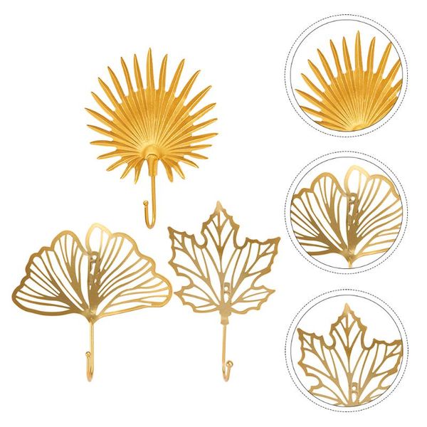 

hooks & rails 3pcs delicate clothing iron art hanging leaf-shaped storage hook
