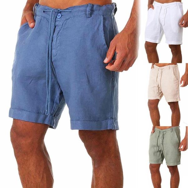 

men's shorts mens casual breathable solid color sports men drawstring fifth pants male fitness joggers sweatpants, White;black